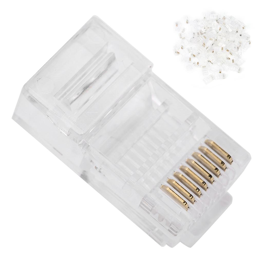 100pcs RJ45 Cat5E Modular Unshielded GoldPlated Networks Cable Connectors for Game Computers Router