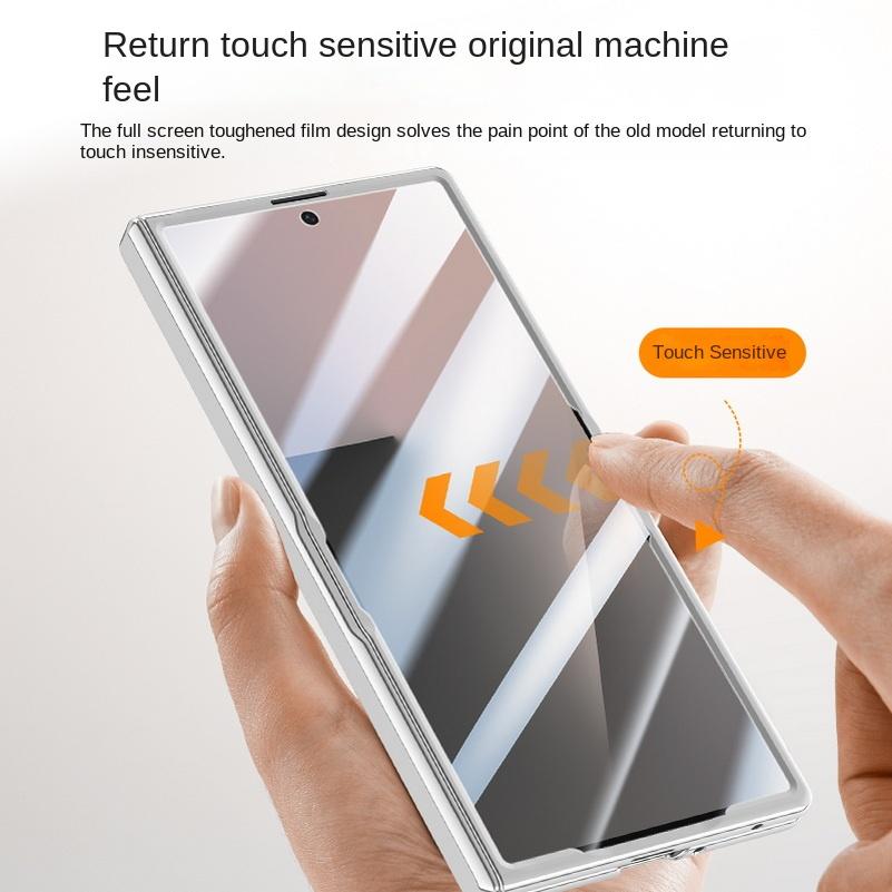 Металлический держатель-кольцо Магнитный чехол Magsafe для Samsung Galaxy Z Fold 7 Пружинный шарнир с защитной крышкой из закаленного стекла