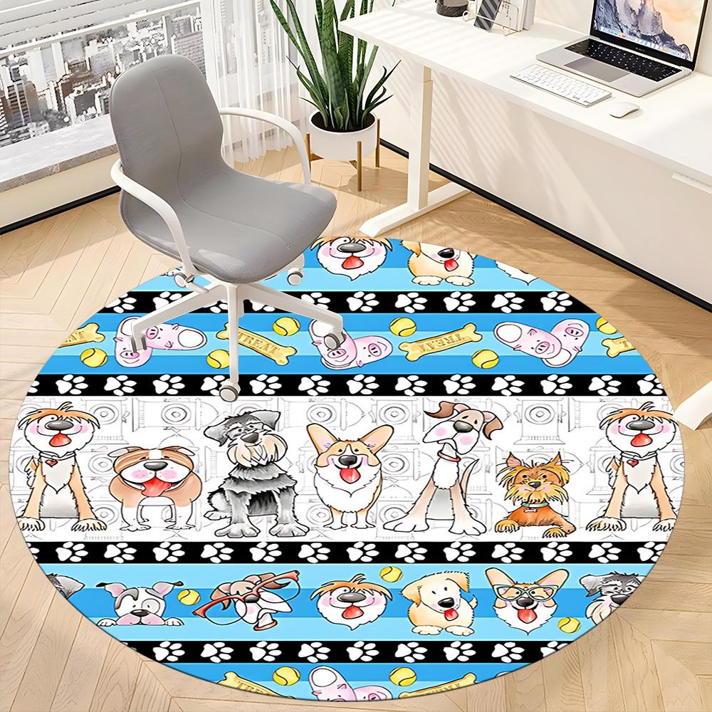 1pc Dogs Paw Prints Office Round Rug, Non-slip, Soft and Durable Office Rug for Interior Decoration, Perfect for Office, Beautiful Decoration yy260323