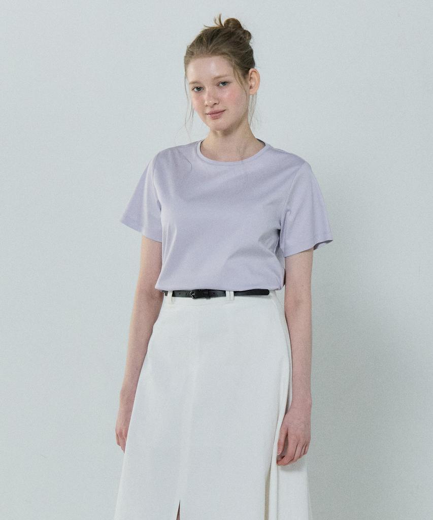 BASIC HOUSE Women'S Cotton Modal Crew Neck Short Sleeve T-Shirt Lavender Lzts3212