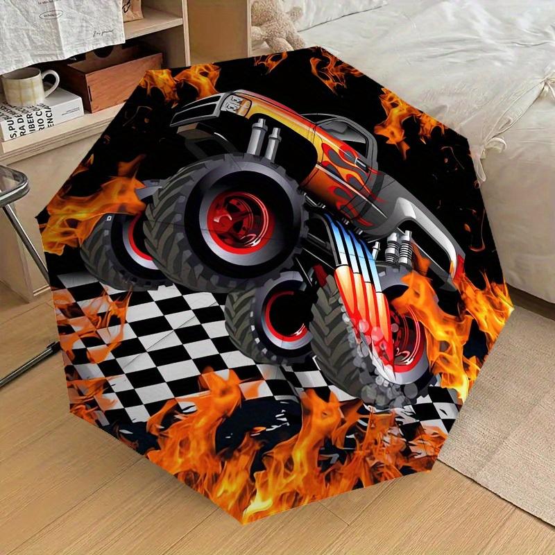 1pc Monster Truck, Flames Themed High-quality Umbrella,Automatic Opening and Closing Umbrella,Multi-functional Umbrella G0811261