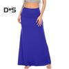 Женская юбка с высокой талией, юбка макси с запахом на бедрах, однотонная юбка длиной до щиколотки, домашняя повседневная вечерняя юбка для отдыха