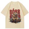 Bober Kurwa Bobr Футболки Смешная Футболка с Мемом про Бобра Мужчины Женщины Хлопок Классическая Свободная Оверсайз Аниме Одежда