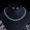 CMM High Quality Royal Blue Cubic Zirconia Banquet Heart Shape Earrings Necklace Set