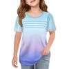Children Fold T-shirts Short-sleeved Summer Round Collar Gradient Leisure Coat T-shirt