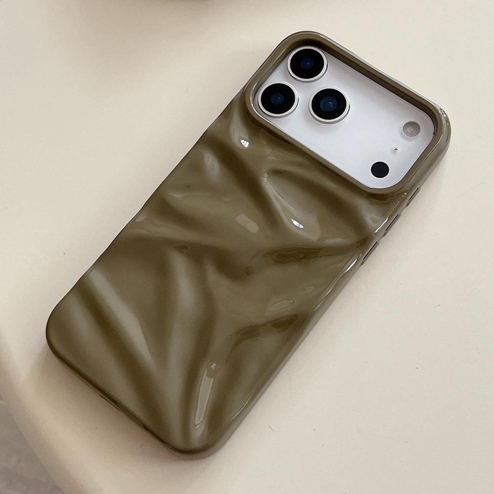 Кофейный цвет 3D узор Волна Воды Чехол для Телефона Для iPhone 17 16 15 14 13 12 11 Pro Max Мягкий Ударопрочный Силиконовый Чехол Девочки