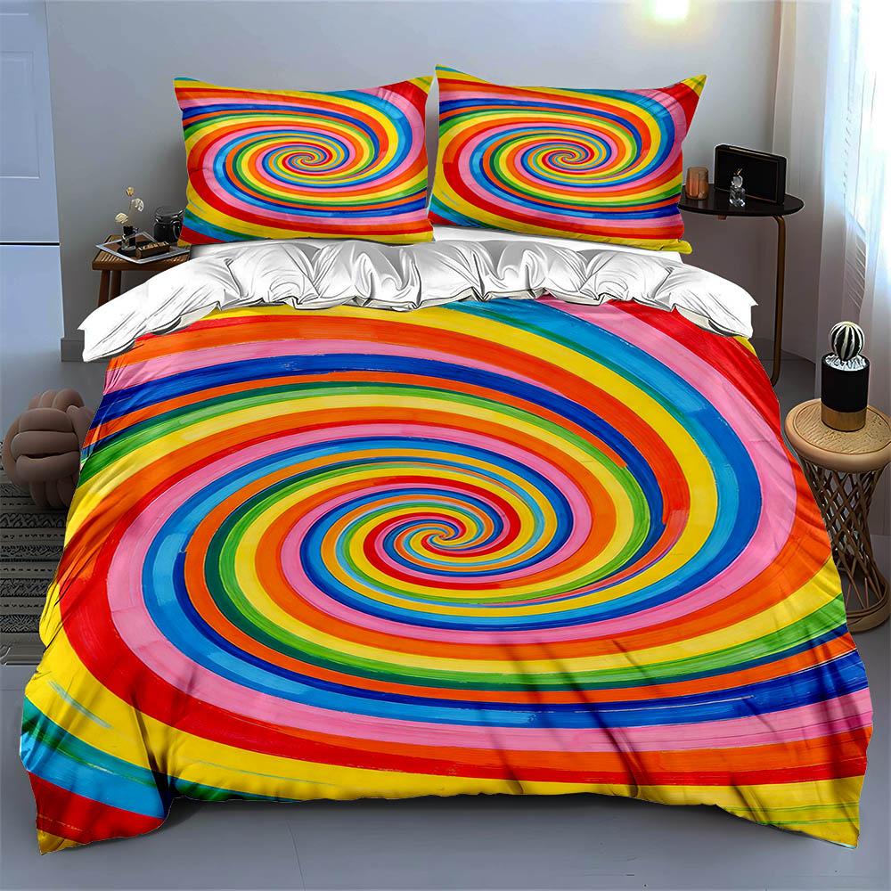 Colorful spiral vortex Bedding Duvet cover sets Duvet covers Pillowcases gifts (1 * Duvet Cover 2 * Pillowcases, without duvet insert)