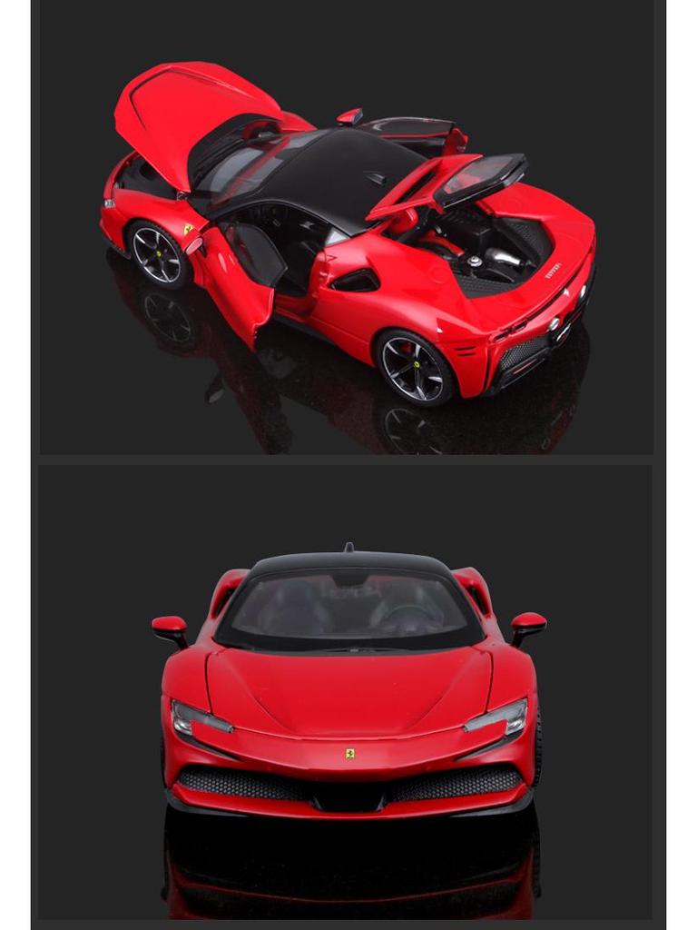 Bimego Ferrari SF90 1:Модель спортивного автомобиля из сплава 24 для мальчиков - Коллекционная игрушка-украшение.