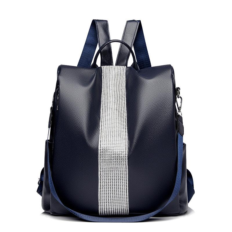 Новая текстура мягкой кожи женский рюкзак большой вместимости рюкзак с бриллиантовой инкрустацией простой и модный наплечный дорожный рюкзак
