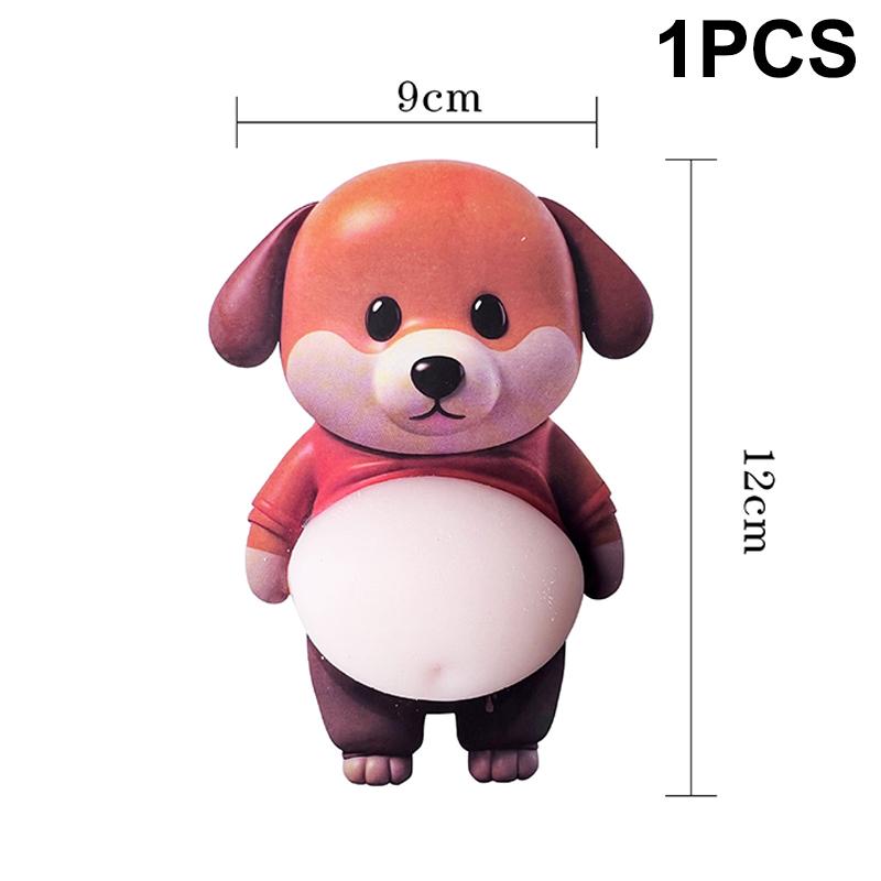 NEW 1/5Pcs 3D Cute Puppy Sticker Squeezeable Shiba Inu Sticker Refrigerator Wall Decoration Silicone Self-adhesive Sticker