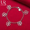925 Sterling Silver Clover Flower Pendant Bracelet Chain Fashionable Wedding Jewelry