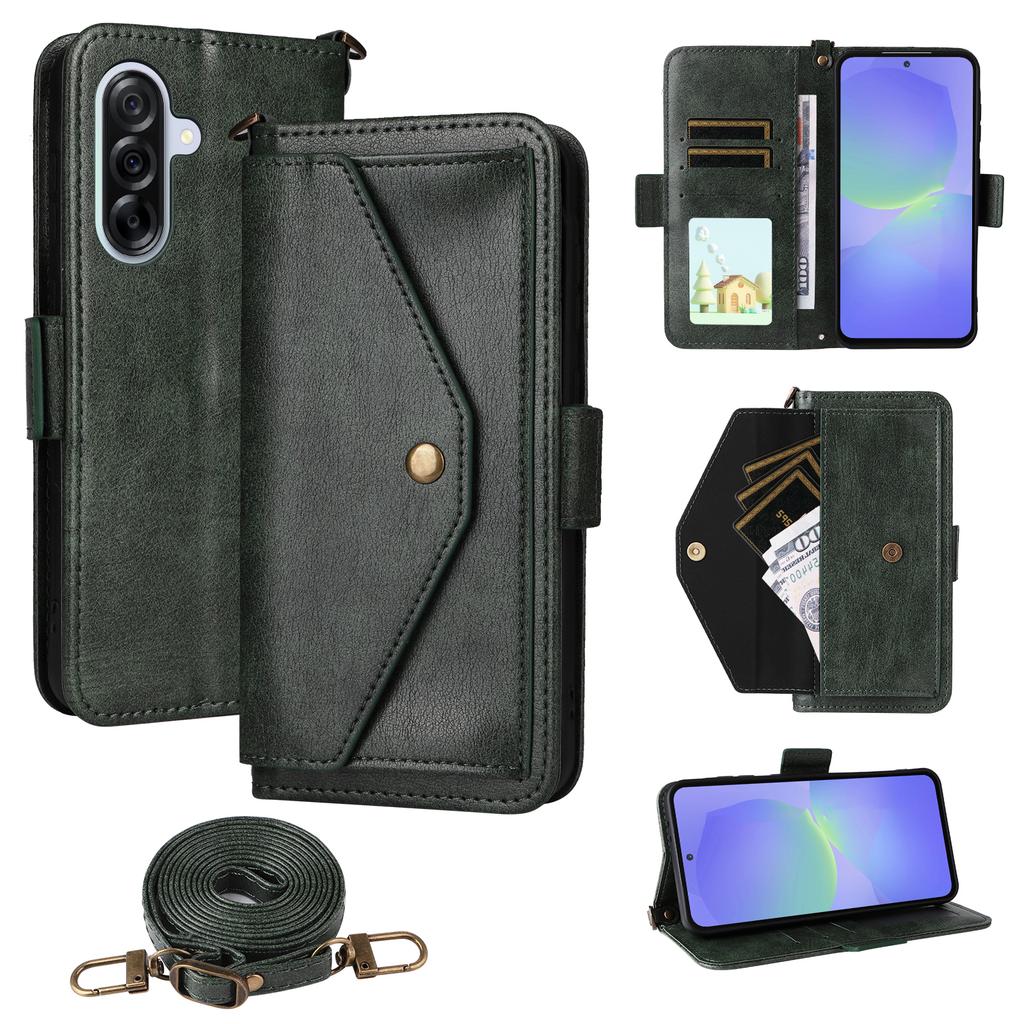For Samsung Galaxy A55 5G Leather Case Magnetic Closure Wallet Stand Phone Cover with Crossbody Strap