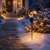Creative Christmas Courtyard Ornaments Snowman Garden Stake Light, Solar Powered Crescent Moon Lamp, Pathway Light Warm Glow Waterproof for Yard
