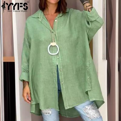 Женская мода, повседневные весенне-осенние однотонные рубашки-поло с длинным рукавом и принтом, блузки и рубашки