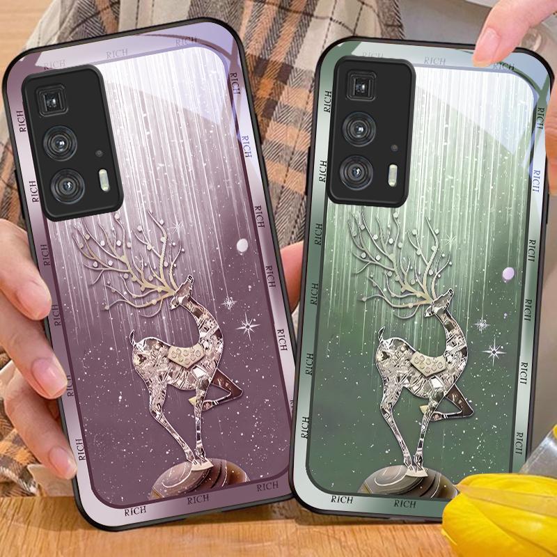 Чехол-наклейка «Звездная ночь с оленем» для Motorola Moto Edge 20 Lite 30 Pro 40 Neo 50 Ultra X30 Pro G14 G22 G24 G75 G84 G85 Стеклянный чехол для телефона