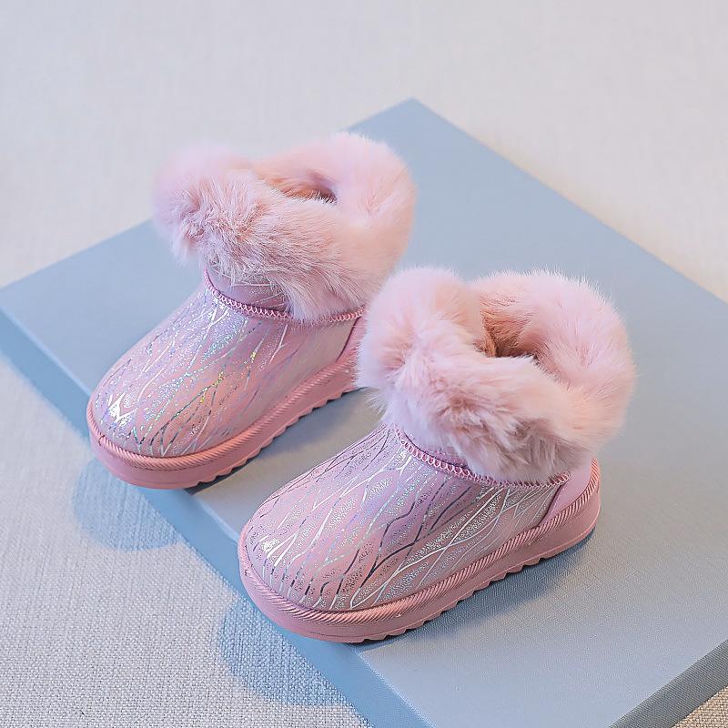 Зимние плюшевые толстые хлопковые туфли для маленьких девочек детские сапоги