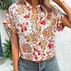 DAFIFY Женская мода лето весна повседневные блузки и рубашки с цветочным узором и принтом с коротким рукавом и v-образным вырезом