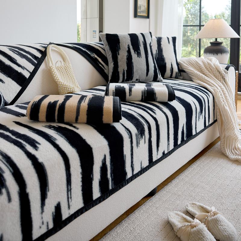 Утолщенные чехлы для диванов из плюша с кроликом, роскошные нескользящие мягкие чехлы для диванных подушек, высококачественные универсальные диванные полотенца для гостиной