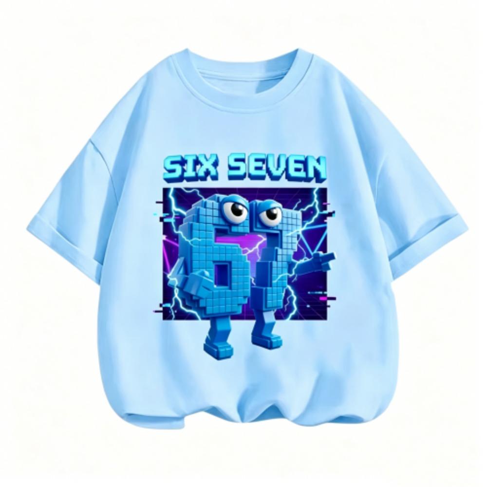 Cartoon 67 Six Seven Funny Printed Kids T-Shirt Casual Boys and Girl Short Sleeve T-shirt Tops Fashion Children's Clothes Tees