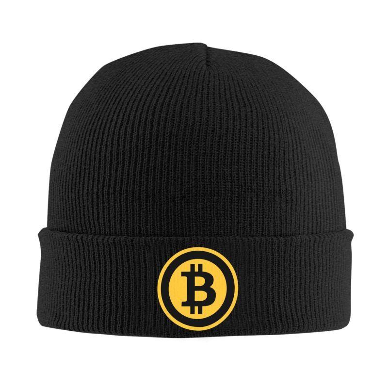 Bitcoin BTC Криптовалюта Вязаные шапки-бини Зимние Уютные Эластичные Толстые На открытом воздухе Вязаная шапка Теплые шапки-бини Шапка