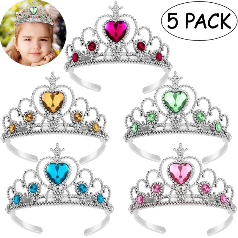 5Pcs Cute Kids Tiara Crown Set Girls Dress Up Party Headband Accessories Queen Princess Headdress Festive Children Headwear