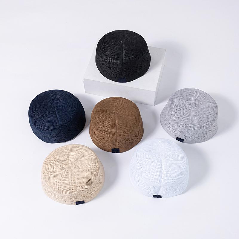 1Pc Men Worship Daily Wear Polyester Soft Muslim Breathable Prayer Hat Religious Flat Top