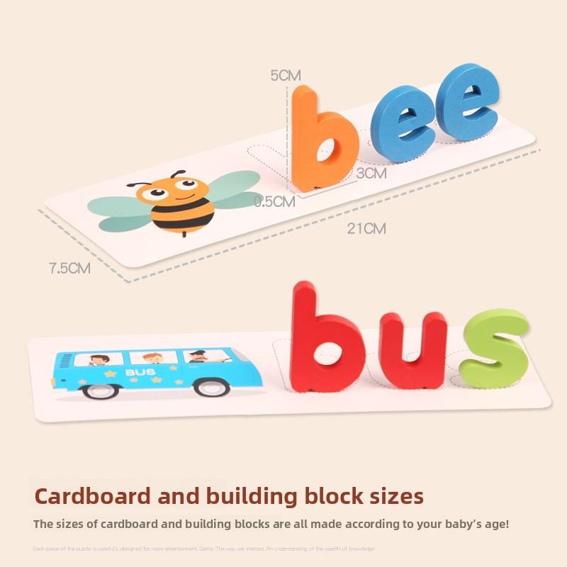 Деревянный пазл с алфавитом для детей, развивающая игрушка с составлением слов для дошкольного обучения