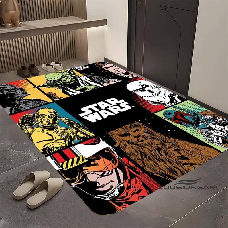 Коврик Star Wars мультяшный, подходит для гостиной, ретро-узор с галактикой, космосом, космическим кораблем, большой нескользящий коврик для прихожей, коврик для ванной, дом