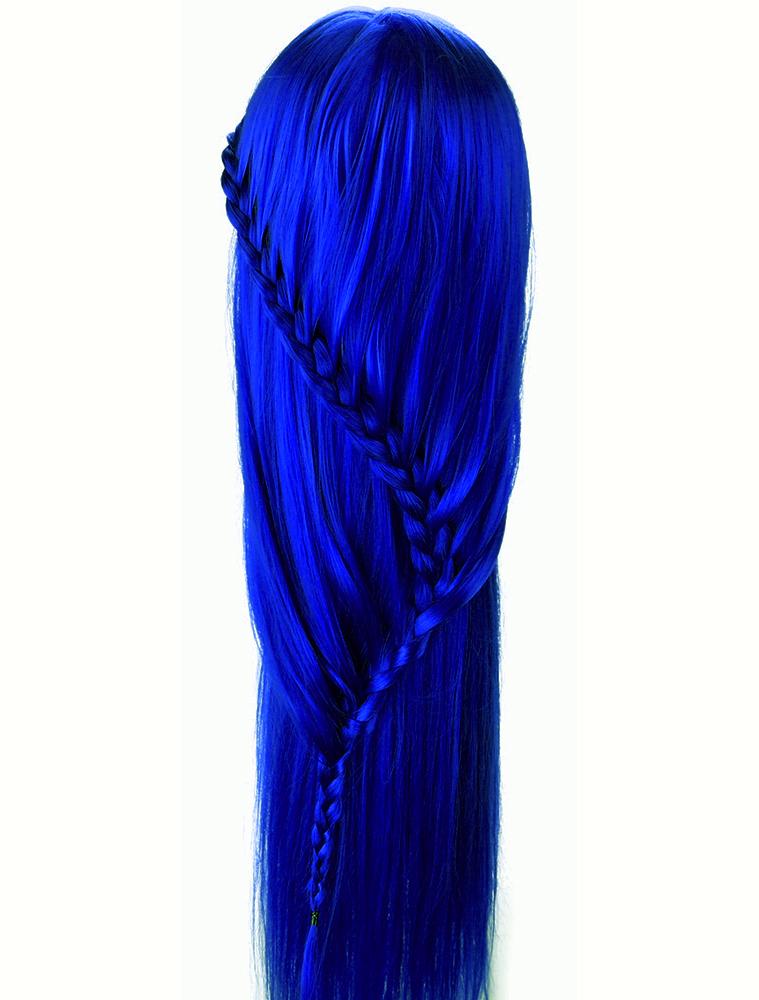 Iza Training Head 90cm Blue Thermal Hair + Handle Hairdressing Combing Exercise Head
