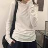 Белая футболка с длинным рукавом и подвернутым краем для женщин, тонкая и утягивающая базовая рубашка, простой и высококачественный топ
