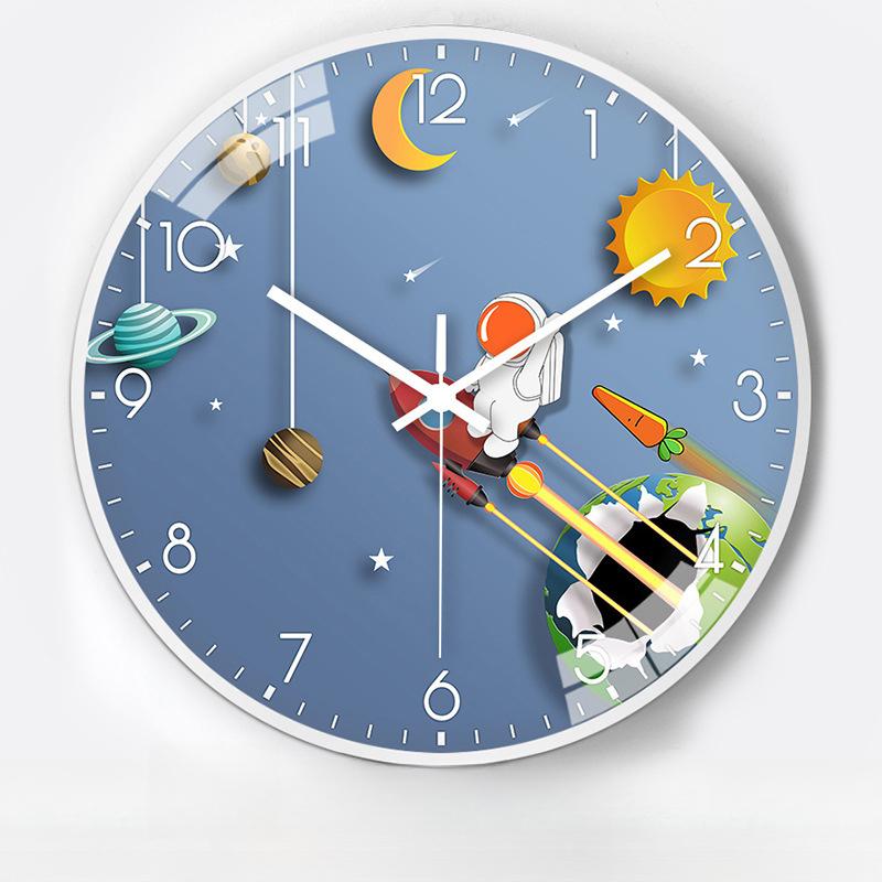 12-дюймовые 30 см креативные космические автоматические часы-радио с таймером детские мультяшные бесшумные настенные часы для спальни