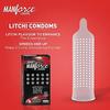 Manforce Litchi Flavoured Extra Dotted Condoms for Men10 Pcs  X  PACK OF 6 Lubricated Latex Condom for Enhanced Pleasure Intimate