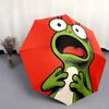 Automatic Open/Close Umbrella with Surprised Frog Design - Compact Folding Umbrella, Portable Travel Umbrella with 8-Rib Stron