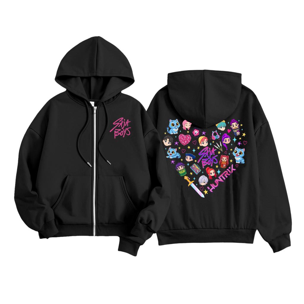 Детская модная женская легкая толстовка с длинными рукавами, застежкой-молнией, принтом и карманами.