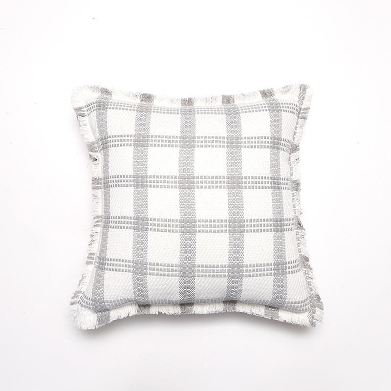 Pillowcase Only Modern Minimalist Soft Polyester Cotton Grid Pattern Pillow Cover For Couch Living Room Bedroom