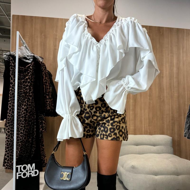 Осенний дизайн Sense V-образный вырез длинный рукав однотонная универсальная рубашка топ для женщин