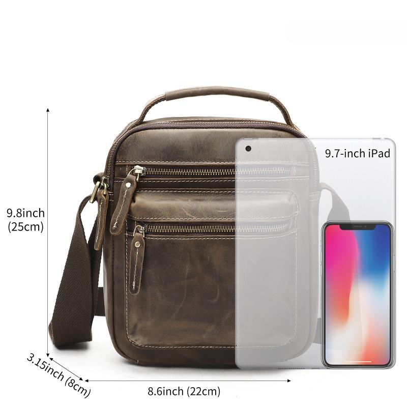 Мужская сумка через плечо Crazy Horse Leather Premium Sense Casual All-in-one Мужская сумка через плечо из натуральной кожи в стиле ретро