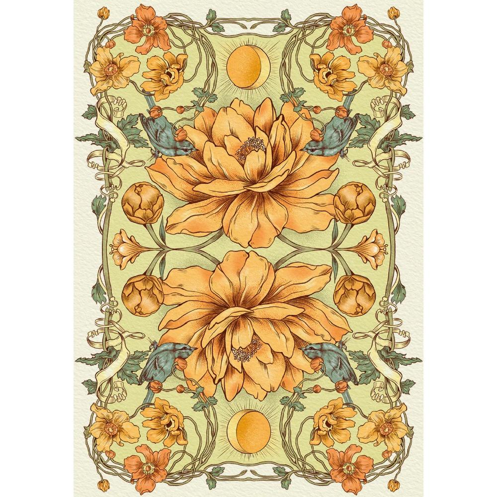 Romantic Lenormand Oracle 10.5*7.5cm Floral Motifs of The Art Nouveau Style 37 Pcs Cards (with 1 Special Card)