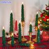 Christmas Tree Flameless LED Candles Green Led Candlesticks with Timer Remote Christmas Tree 3D Flickering LED Flameless Candles