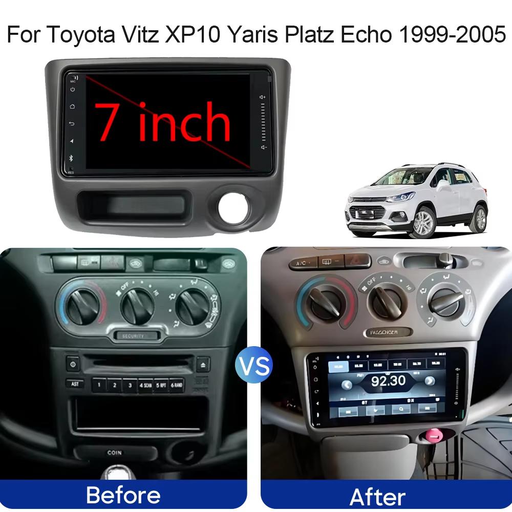 Android 16 For Toyota Vitz Yaris Echo 1999-2005 Carplay Auto Car Radio Multimedia Video Player Navigation GPS No 2Din 2 Din DVD