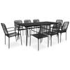 Day and Night - Day and Night Garden Dining Set 9 Pieces Cotton Rope and Black Steel