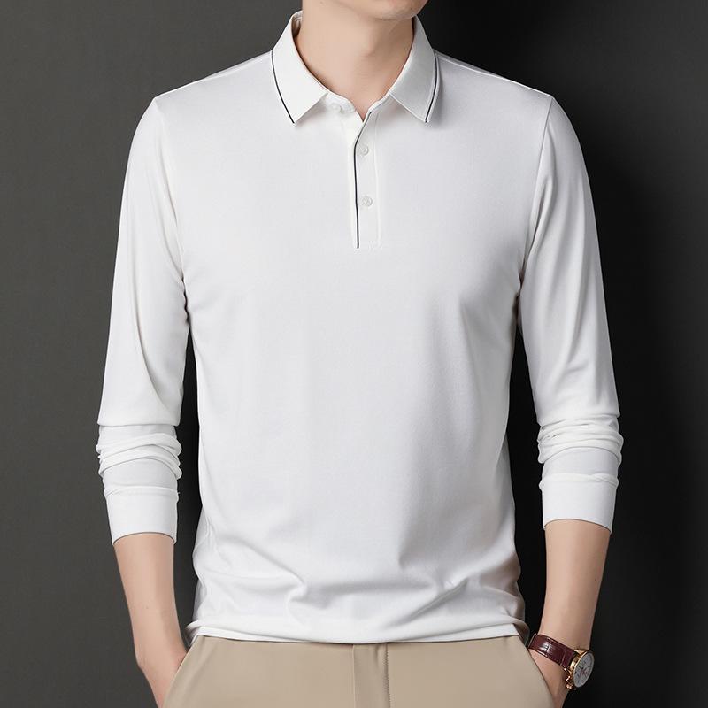 Father's Wear Мужская футболка поло с длинным рукавом средней длины с лацканами