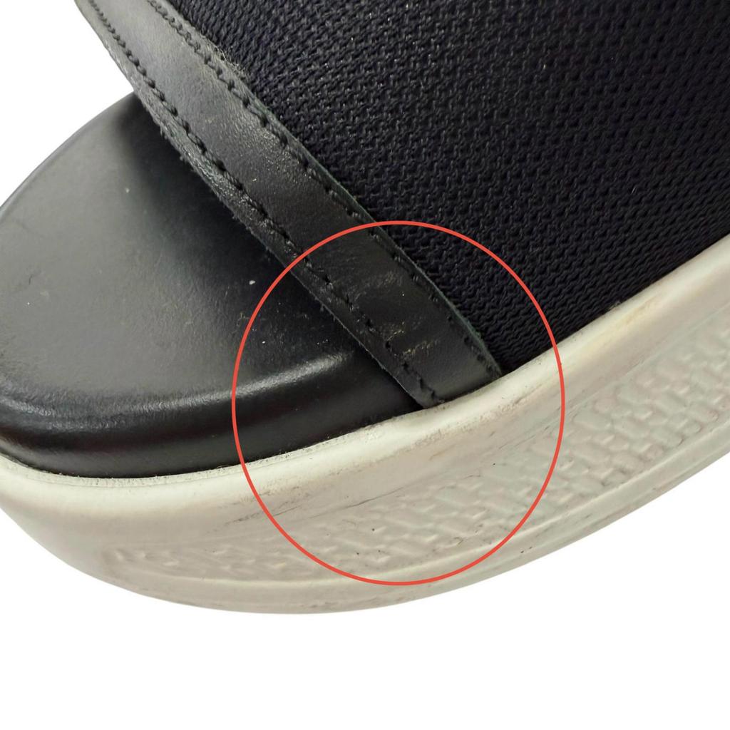 Great HERMES Sandals Geek strap black leather Women 37 RG231219Z Used