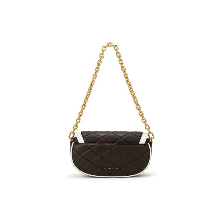 Charles & Keith Quilted Chain Wide Shoulder Strap PU Underarm Shoulder Bag Women shoulder bag White CK2-20271032