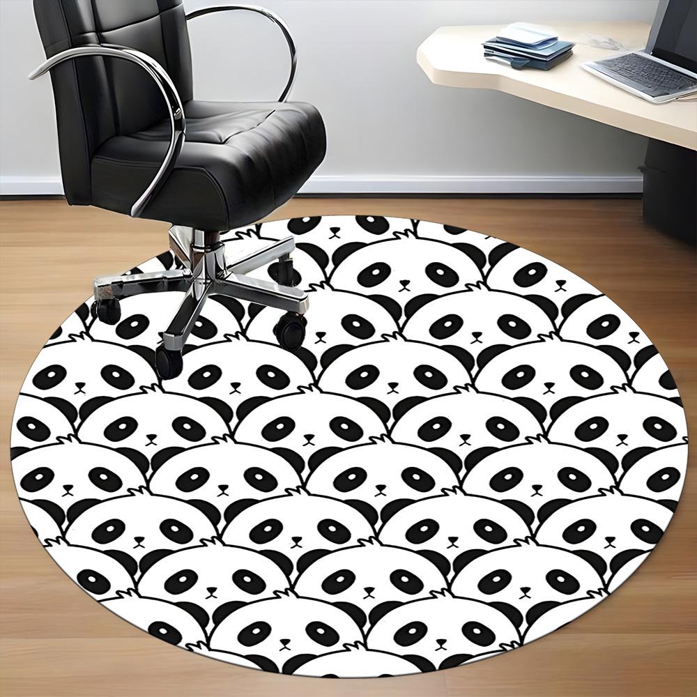1pc Panda Pattern Office Round Area Rug, Indoor Mat Suitable For Office, Under Office Chairs Bedroom Living Room Home Decor, Room Deco151