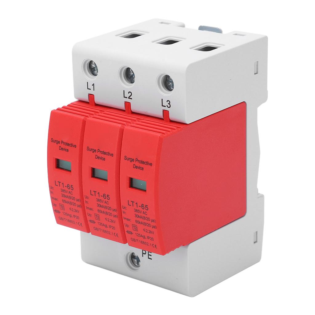 Surge Protective Device 3P Voltage Protection Arrester Protector 385V AC 30?65KA for Home