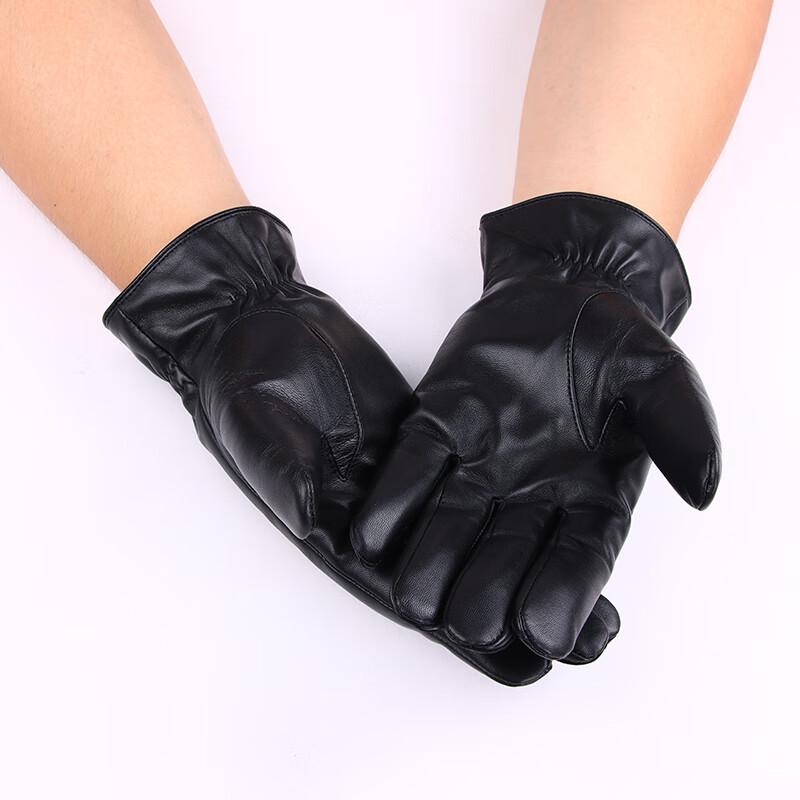 Hengyuanxiang Men's Premium Black Sheepskin Gloves