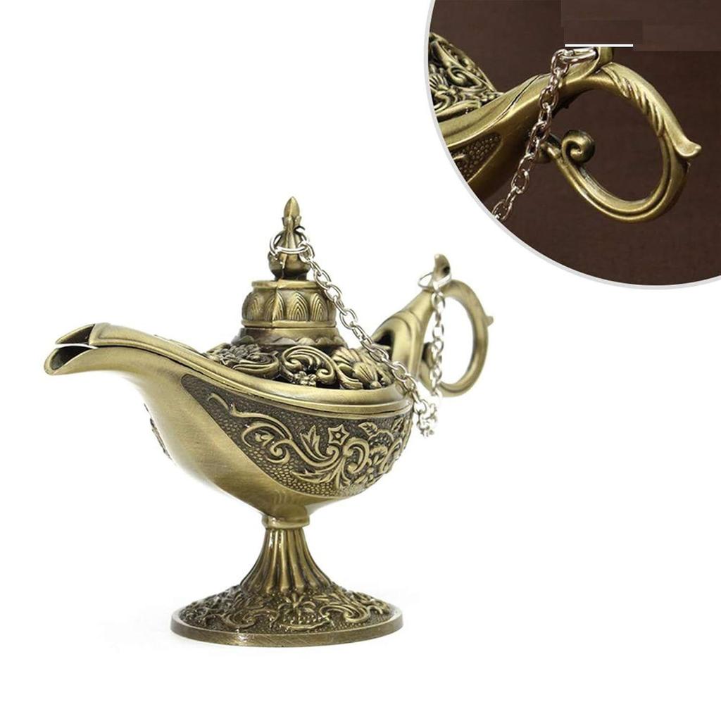 Alloy Classic Vintage Collectible Rare Legend Magic Genie Alladin Chirag Lamp for Home Office Table Housewarming Decoration