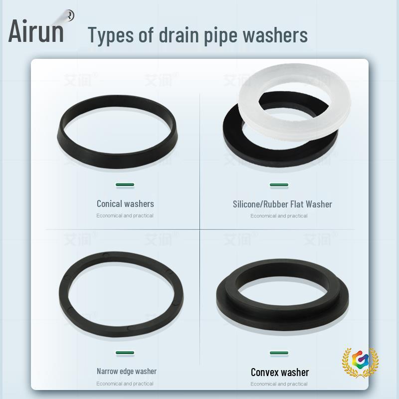 Silicone Kitchen Drain Pipe Sealing Ring, 1.5" T-shaped 45mm & 2" Convex 57mm Rubber Gasket