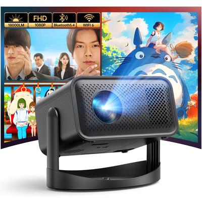 Домашний проектор Новый 4K Потолочный Компактный Электрический Автоматическая коррекция трапецеидальных искажений Hi-Fi Bluetooth WIFI Совместимый с ТВ Игрой Подарок [Модель 2025 года, Вращение на 360°, 18 000